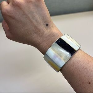 Abalone Agate Onyx Cuff Bracelet Vintage Jewelry